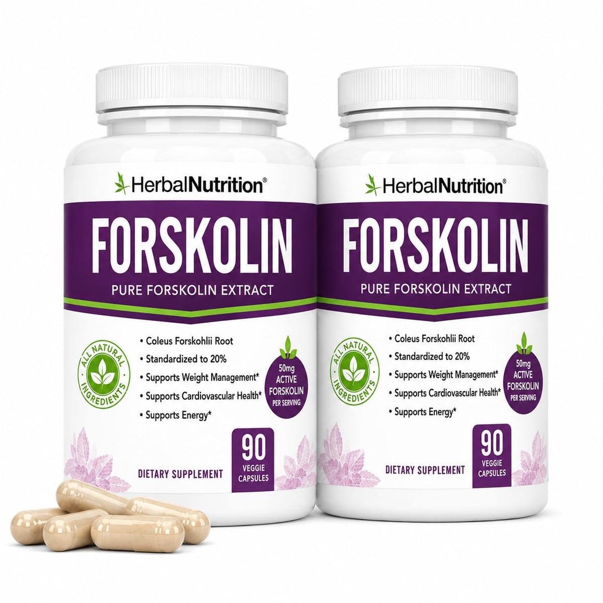 Herbal Nutrition Forskolin Extract 250mg-500mg Max Strength - 180 Capsules