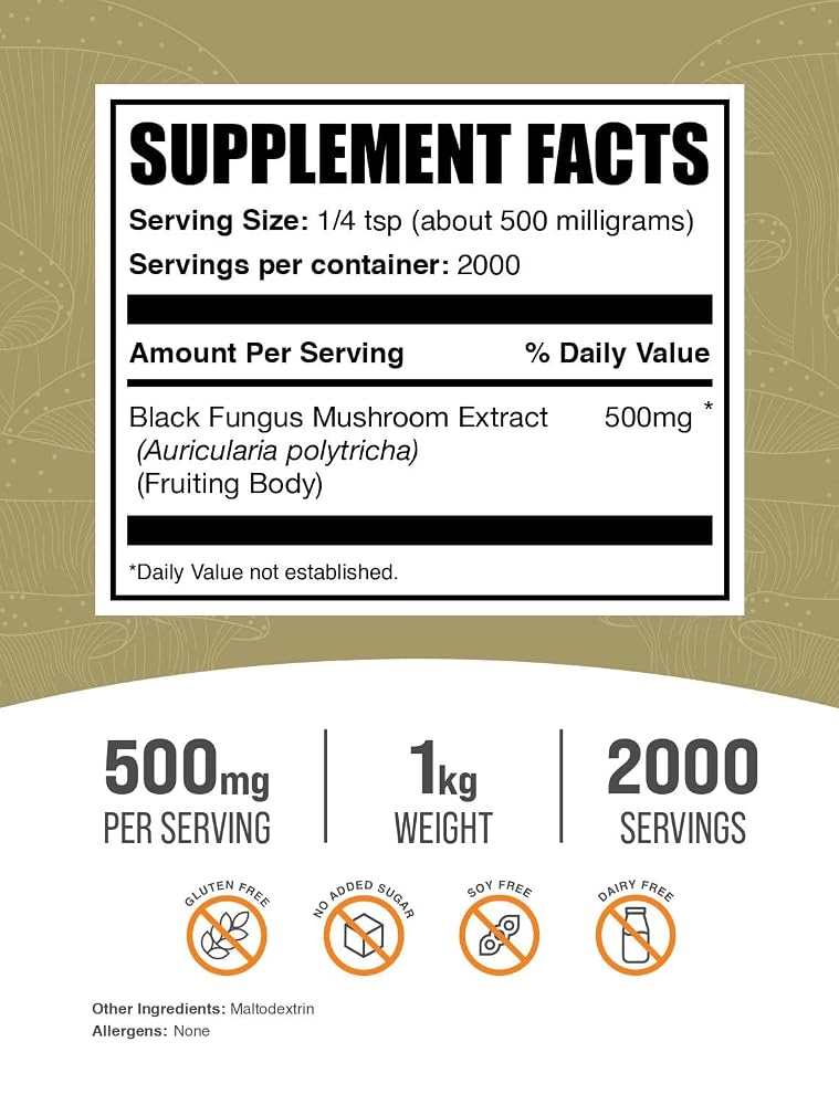BulkSupplements.com Black Fungus Extract Powder