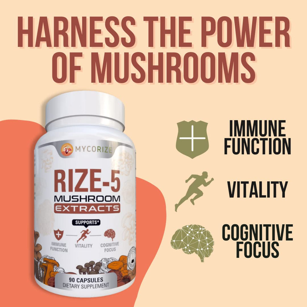 Mycorize Rize 5 Mushroom Supplement Immune Support - 90 Capsules - image 7
