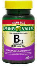 Spring Valley Vitamin B12 Extended Release 1000 mcg - 300 Tablets