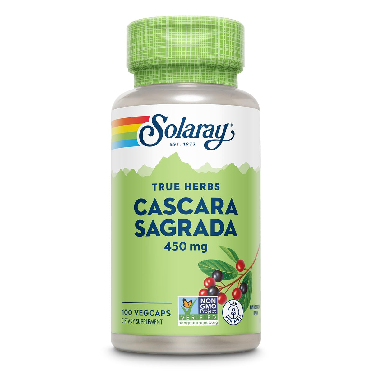 SOLARAY Cascara Sagrada 450 mg Bowel Regularity - 100 Vegetarian Capsules