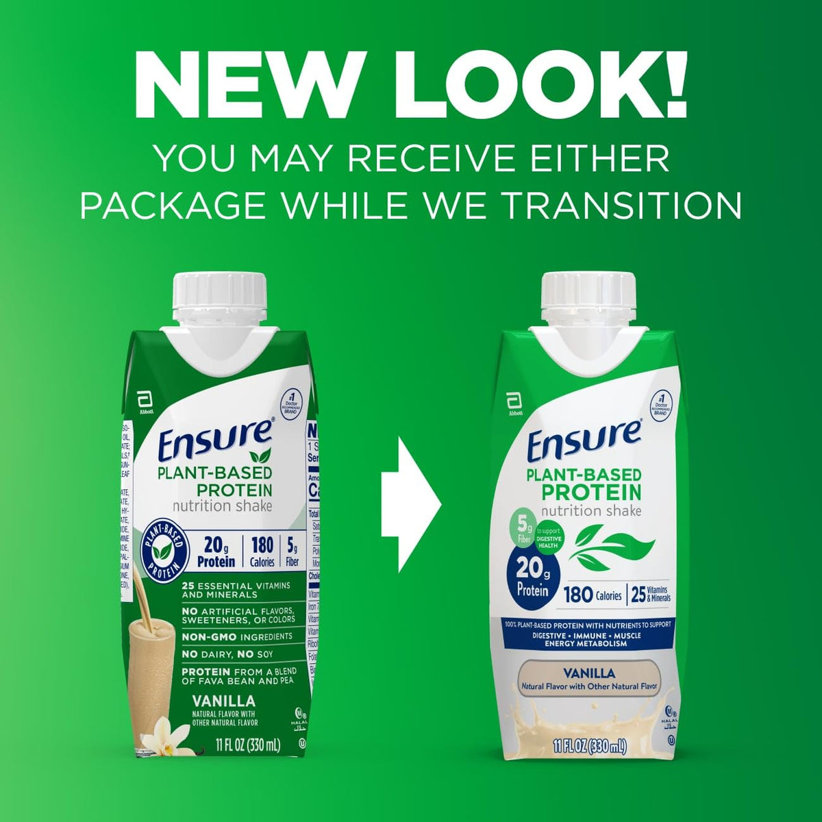 Ensure 100% Plant-Based Vegan Protein Nutrition Shakes with 20g Fava