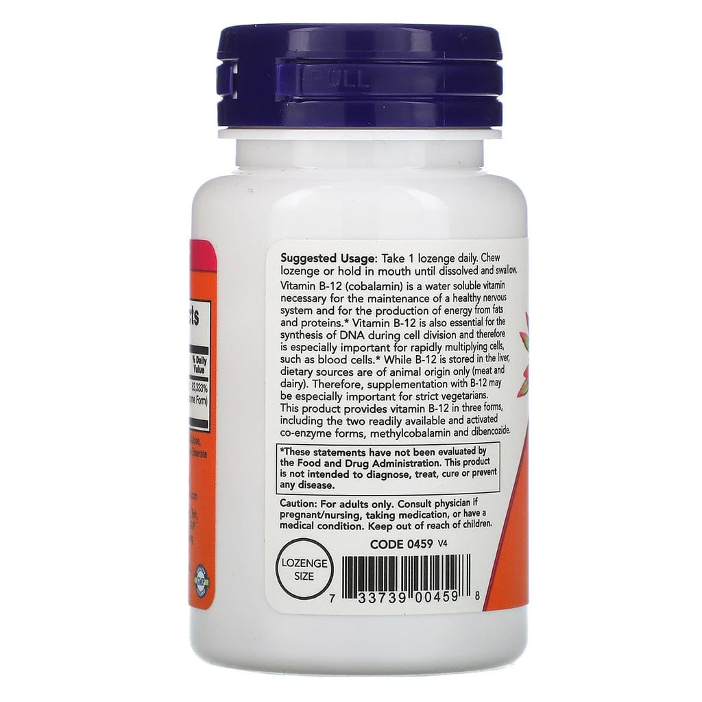 NOW Foods B-12 2000 mcg Nervous System Health - 100 Lozenges - image 3