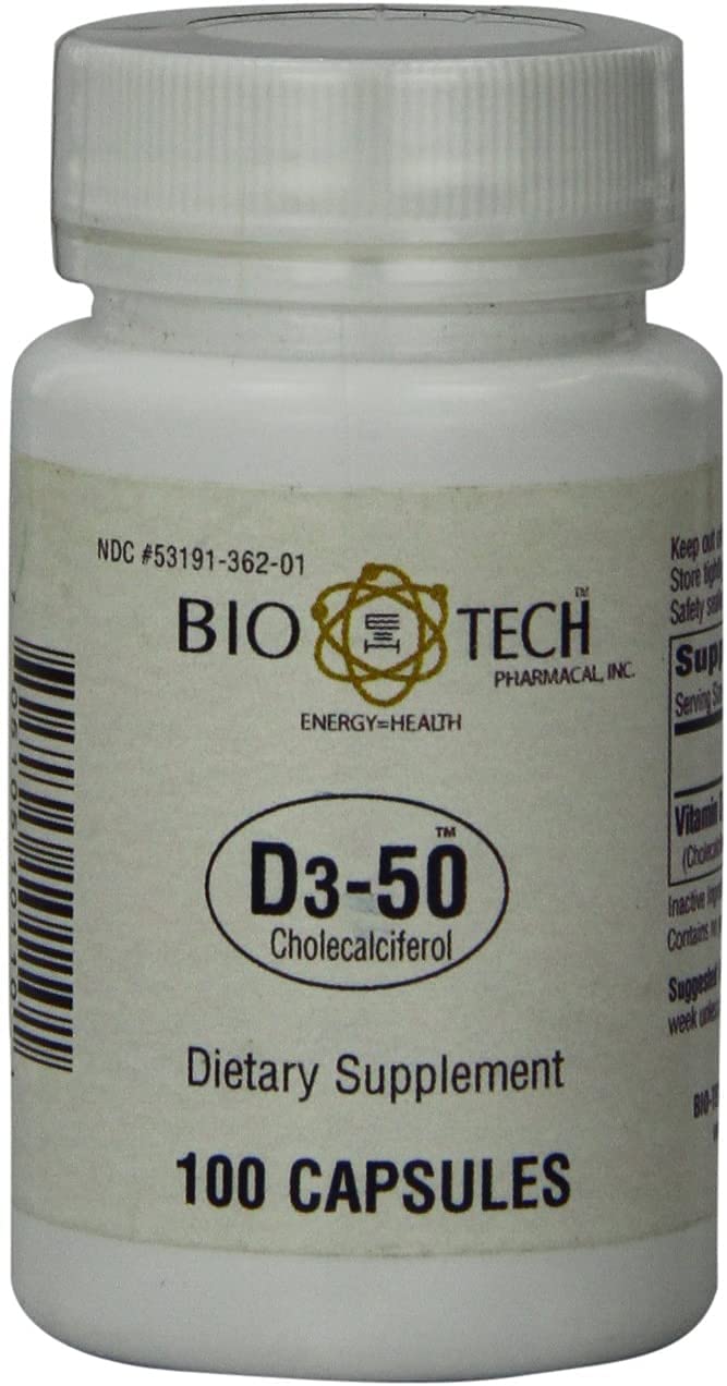 Bio-Tech Pharmacal D3-50 Vitamin D3 50,000 IU - 100 Capsules