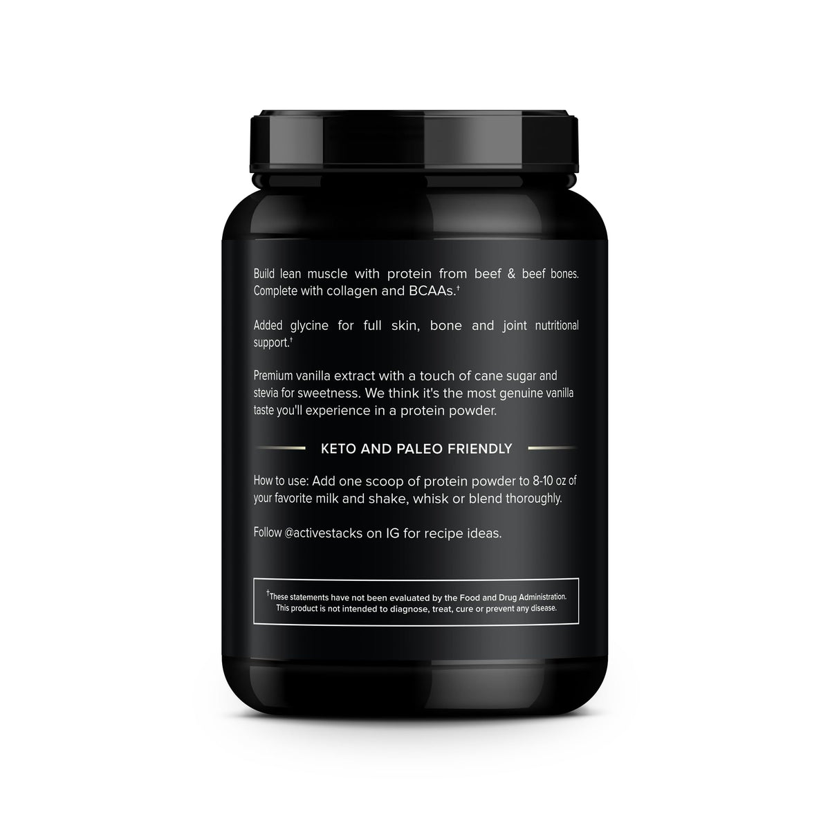 Active Stacks Beef Protein Powder Vanilla - Dairy Free - 2 Pound - image 2