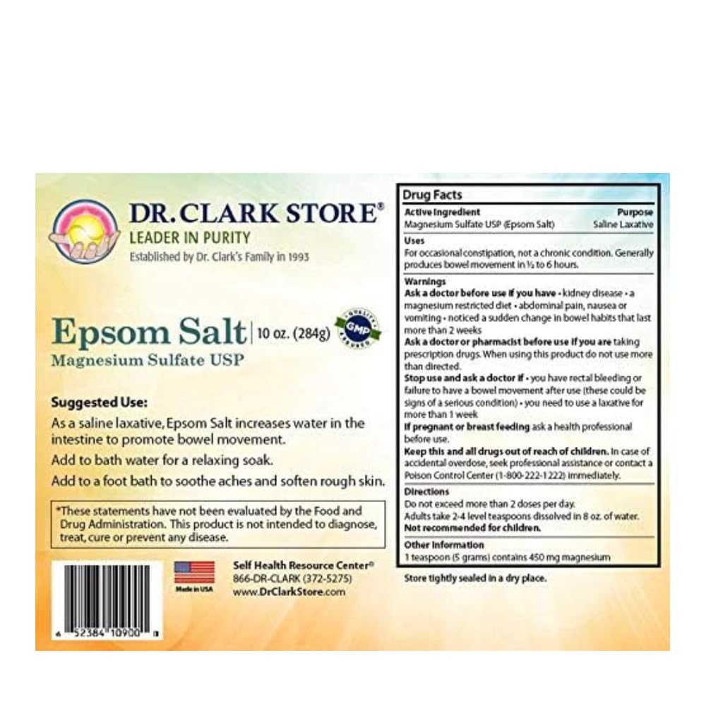 Dr Clark Epsom Salt Food Grade Magnesium Sulfate - 10 Oz - image 4