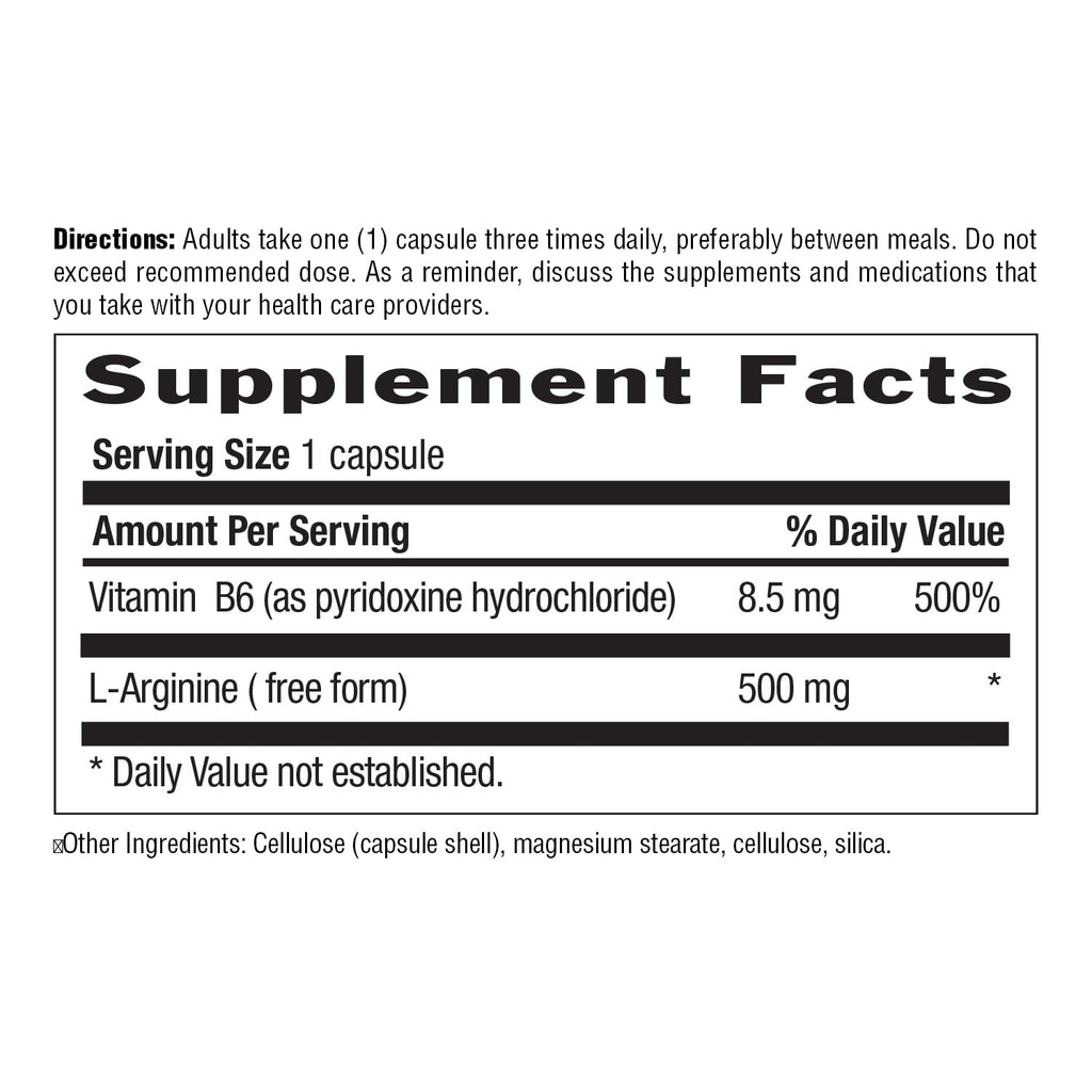 Country Life L-Arginine 500 mg with Vitamin B6 - 200 Capsules - image 3