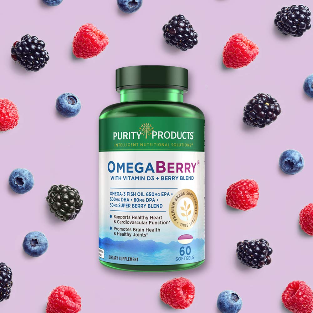 Purity Products OmegaBerry Fish Oil Omega-3 with Vitamin D3 - 60 Softgels - image 3