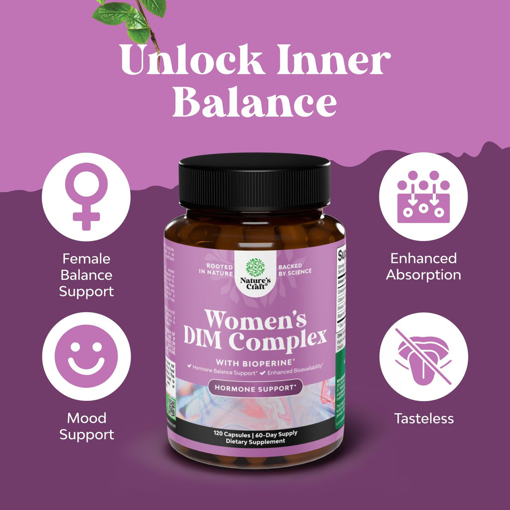 Natures Craft DIM Supplement for Women Hormone Balance - 120 Capsules - image 3