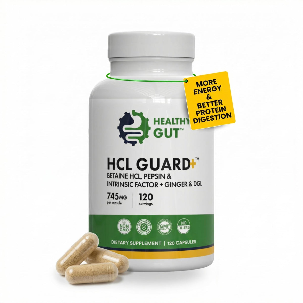 Healthy Gut HCL Guard Protein Digestion Support - 120 Capsules