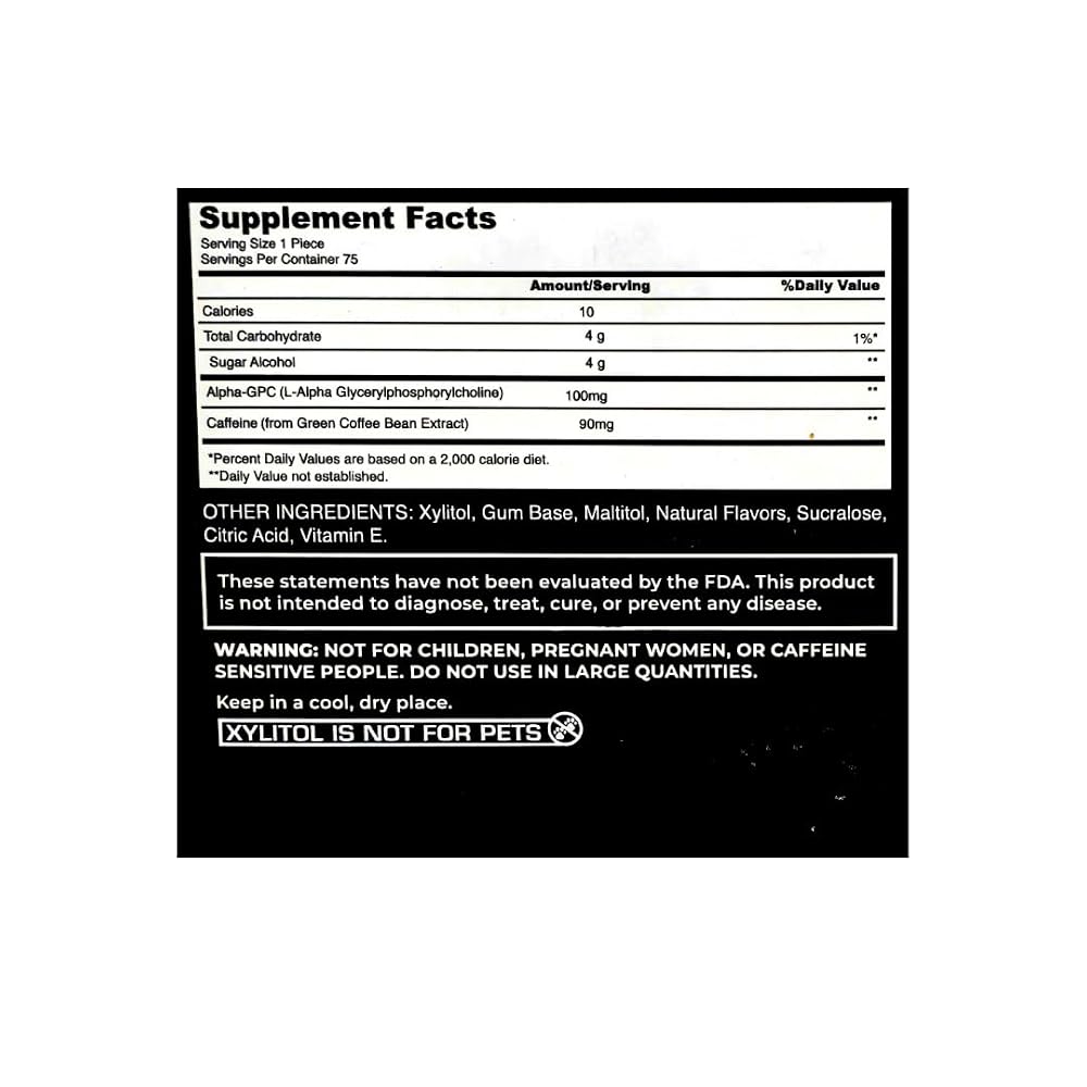 StrikeGum Energy Gum Mint Sugar Free 90 mg Caffeine - 75 Pieces - image 2