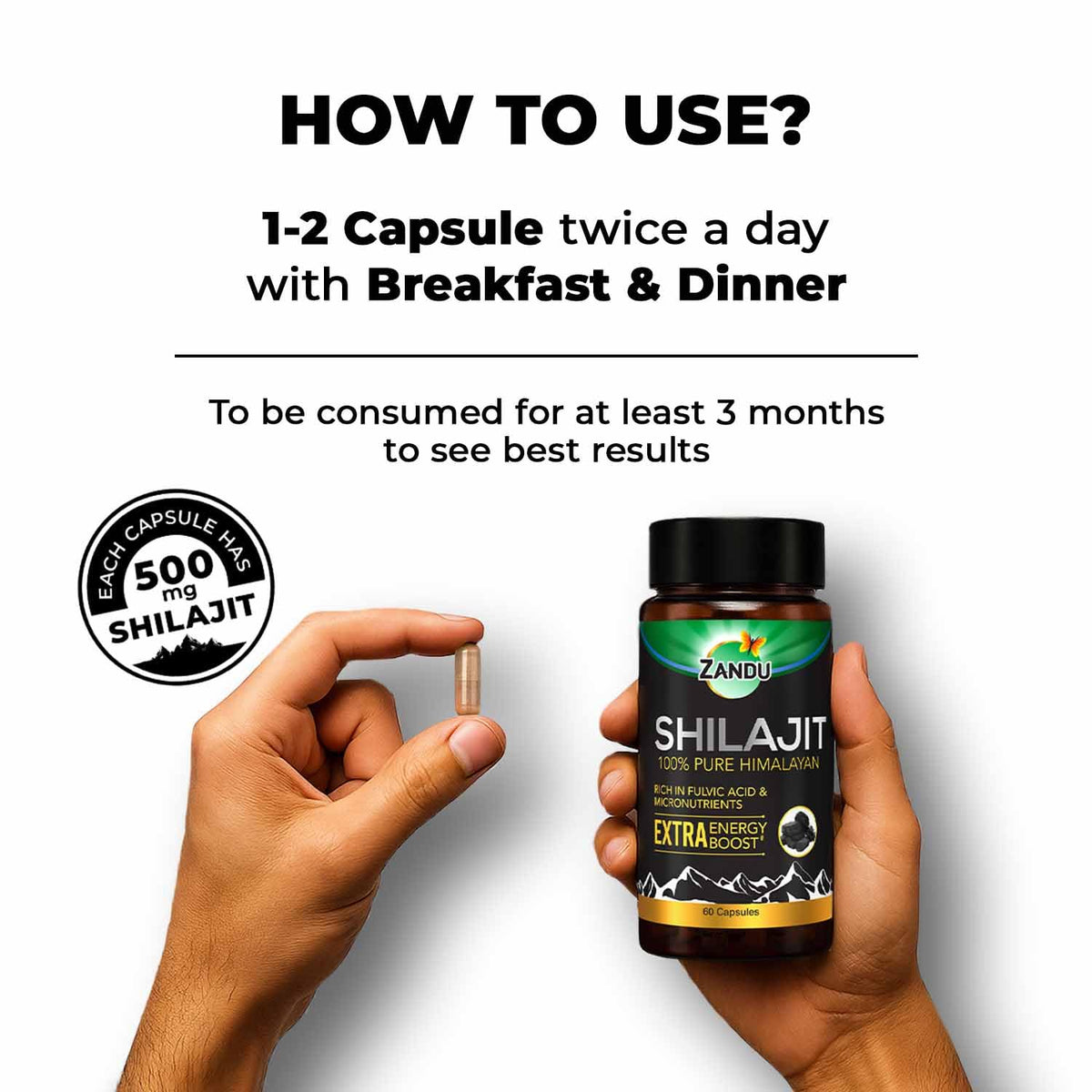 Zandu Shilajit Capsules for Energy & Strength - 60 Capsules - image 5