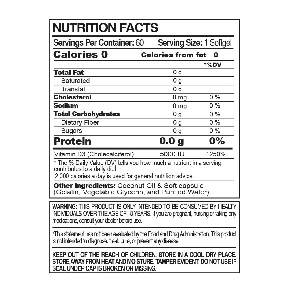Paleolf Vitamin D3 5000 IU with Coconut Oil - 120 Softgels - image 4