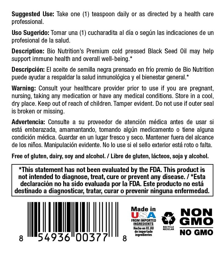 BIO Nutrition INC. Black Seed Oil