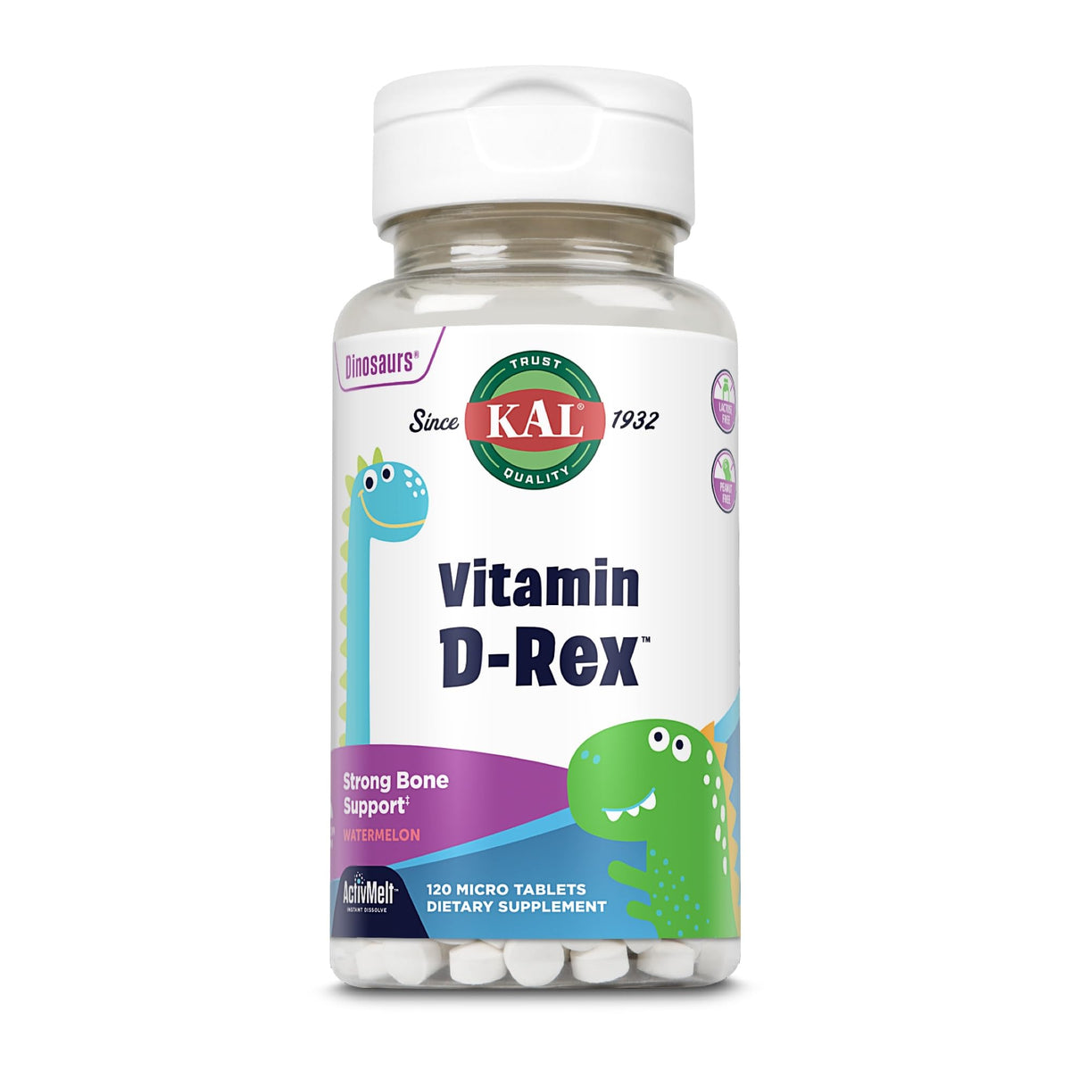 KAL Vitamin D-Rex Kids Vitamin D3 Watermelon - 120 Micro Tablets
