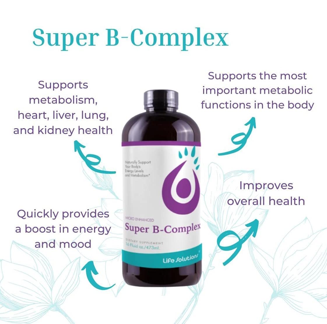 Life Solutions Liquid Super B-Complex for Energy - 16 Fl Oz - image 5