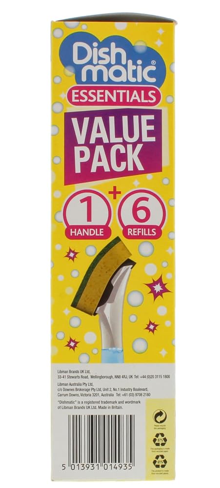 Dishmatic Dishwashing Brush Handle with Refills - 1 Handle & 6 Refills - image 2