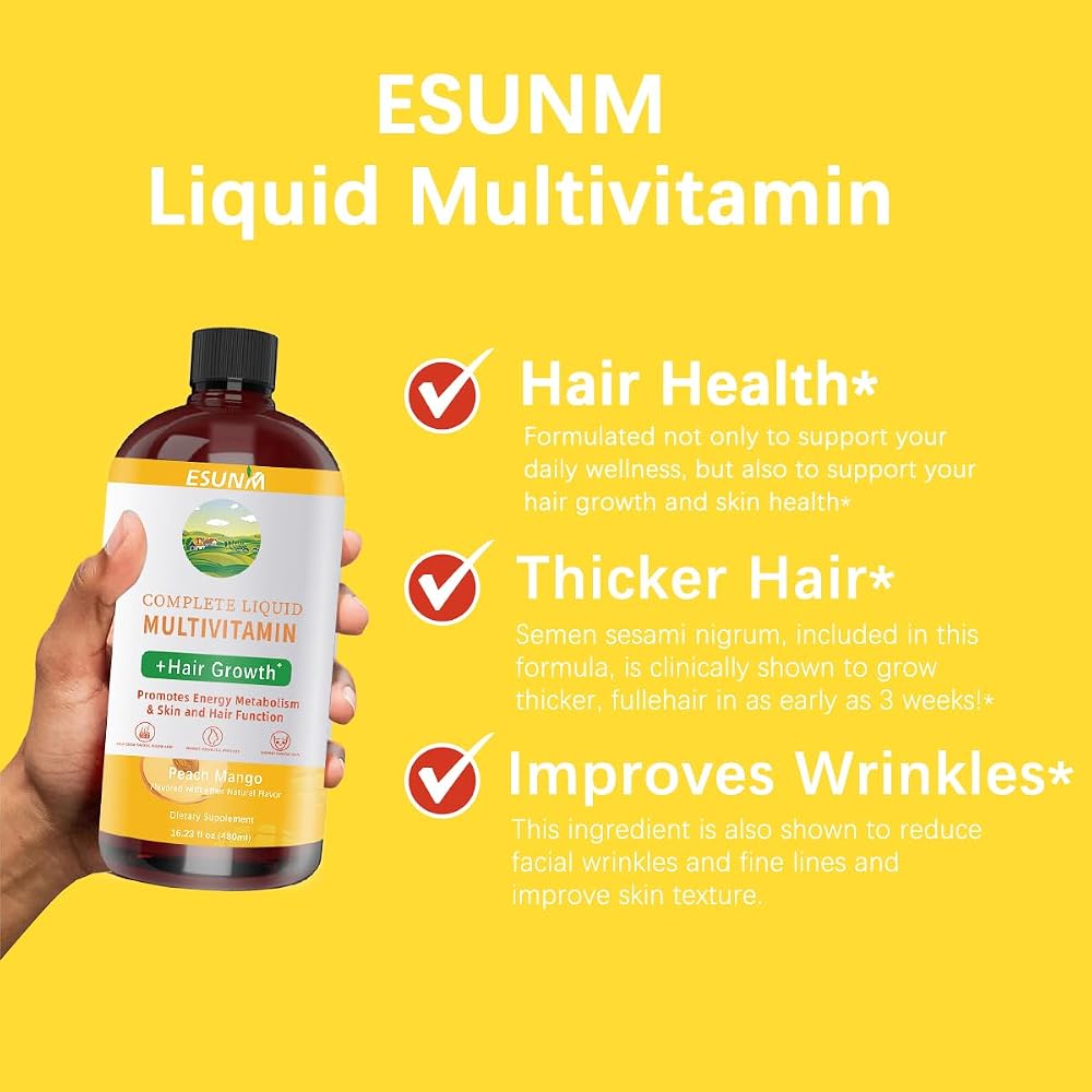 ESUNM Complete Liquid Multivitamin for Hair Growth - 16.23 Fl Oz - image 2