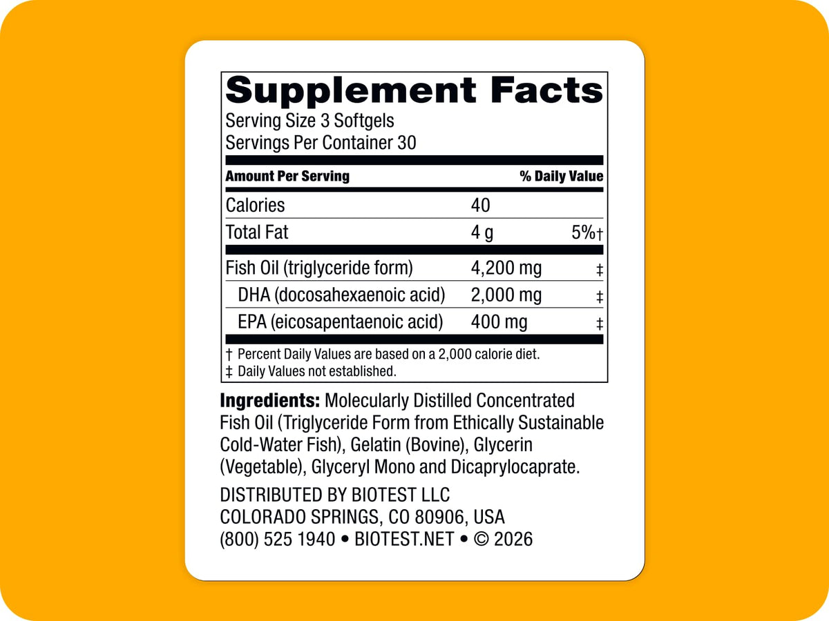 Biotest Flameout 5x DHA Fish Oil Omega-3 - 90 Softgels - image 2