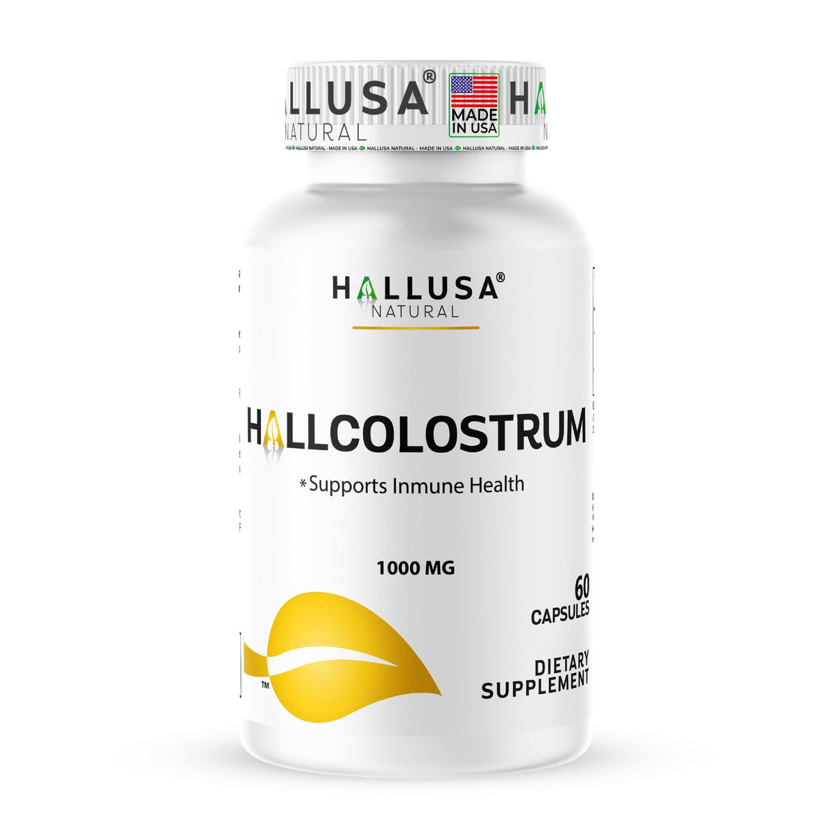 Hallusa Natural Bovine Colostrum 1000mg Immune Support - 60 Capsules
