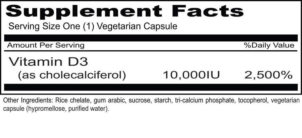Priority One Vitamins Sun D3 10,000 IU - 90 Vegetarian Capsules - image 2
