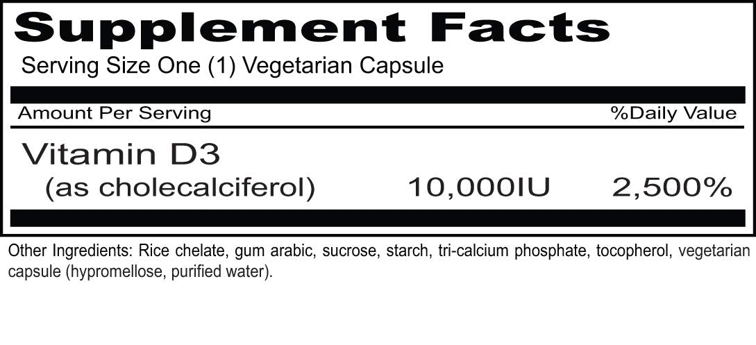 Priority One Vitamins Sun D3 10,000 IU - 90 Vegetarian Capsules - image 2