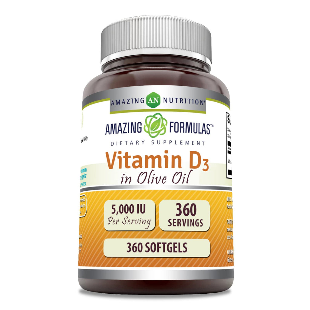 Amazing Nutrition Vitamin D3 5000 IU in Olive Oil - 360 Softgels