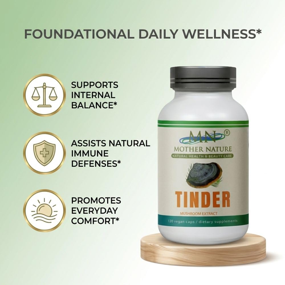 MN Mother Nature Tinder Mushroom Extract 500mg - 120 Vegan Capsules - image 4