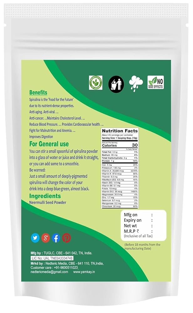 YAMKAY Natural Spirulina Powder - 1500 GM - image 2