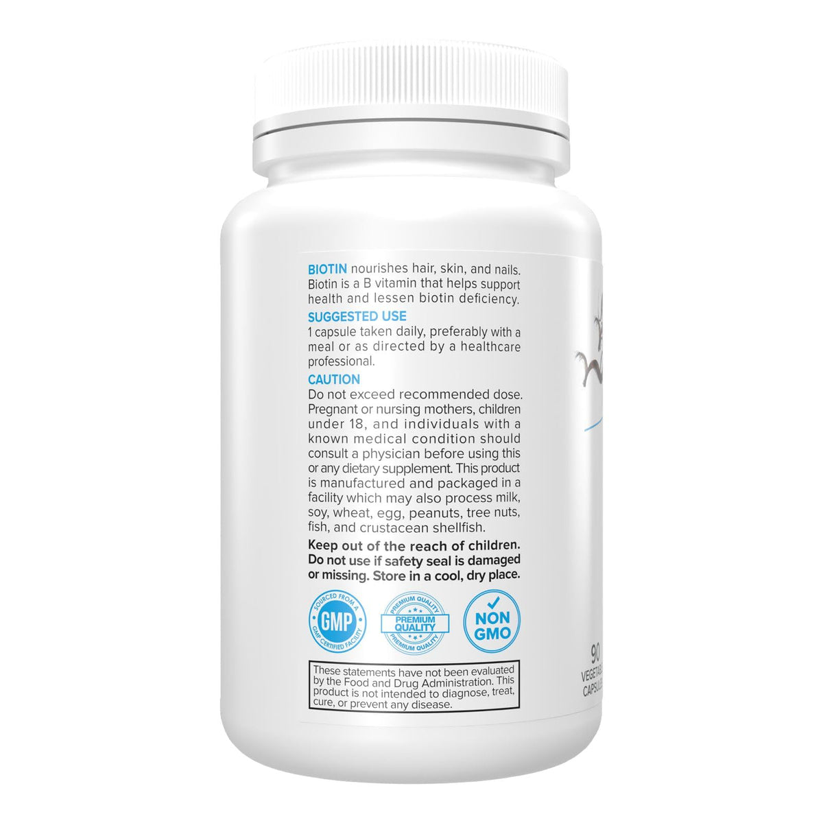 Portions Master Biotin 10000mcg Hair, Nails & Skin - 90 Vegetarian Capsules - image 4