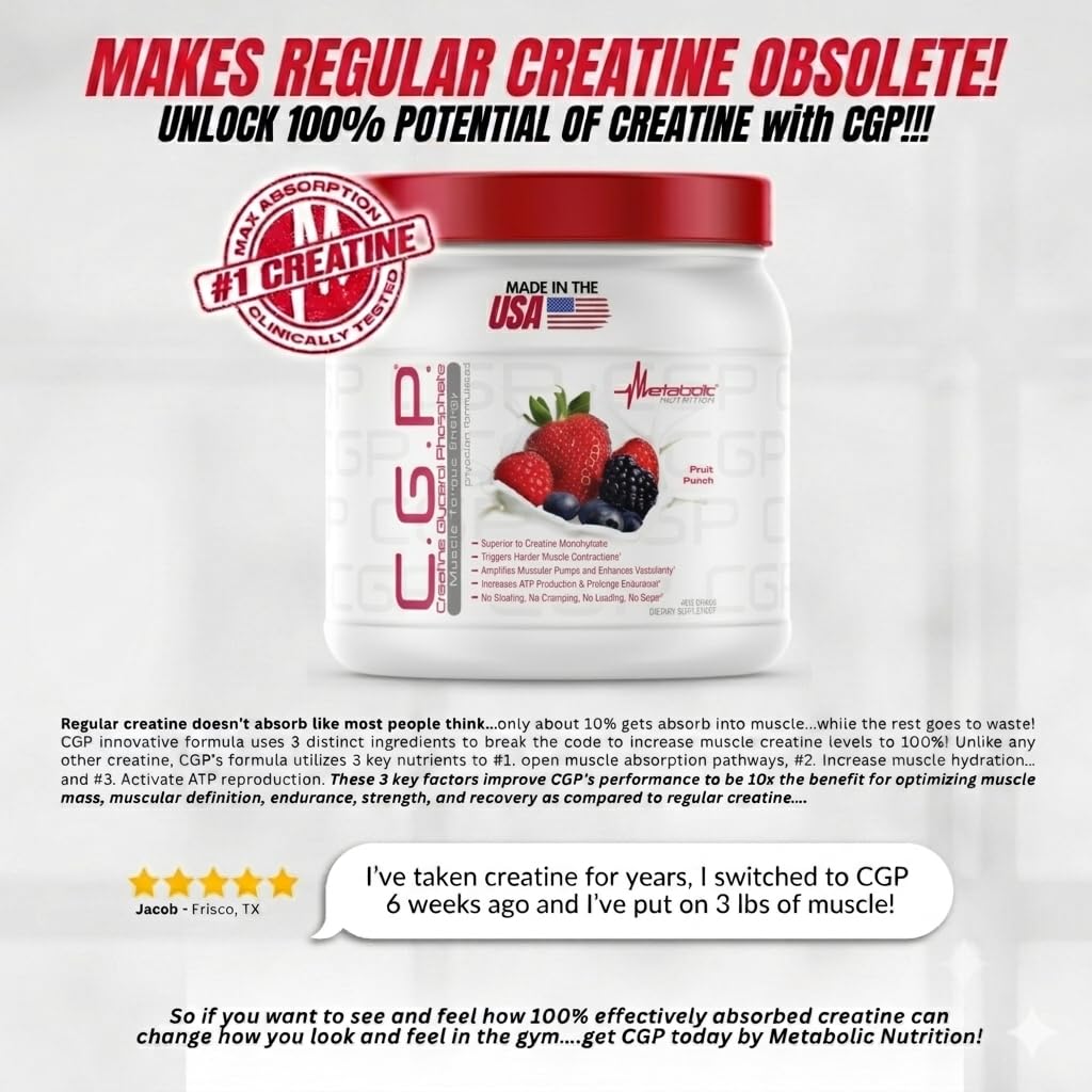 Metabolic Nutrition, CGP, Creatine Glycerol Phosphate, 100%