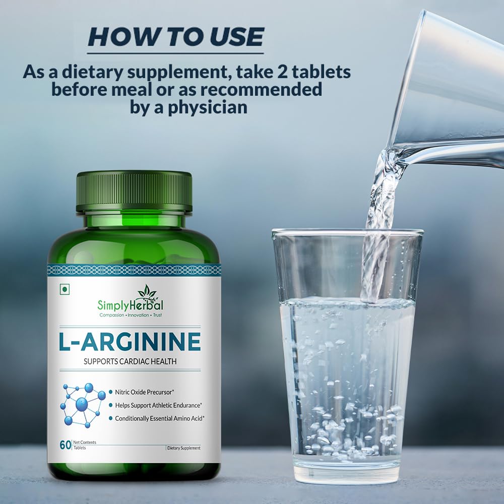 Simply Herbal L-Arginine 500 mg Amino Acid - 60 Tablets - image 4