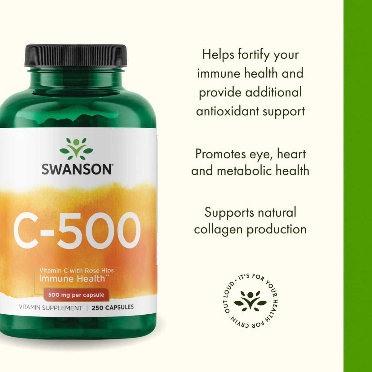 Swanson Vitamin C with Rose Hips 500mg - 250 Capsules - image 4