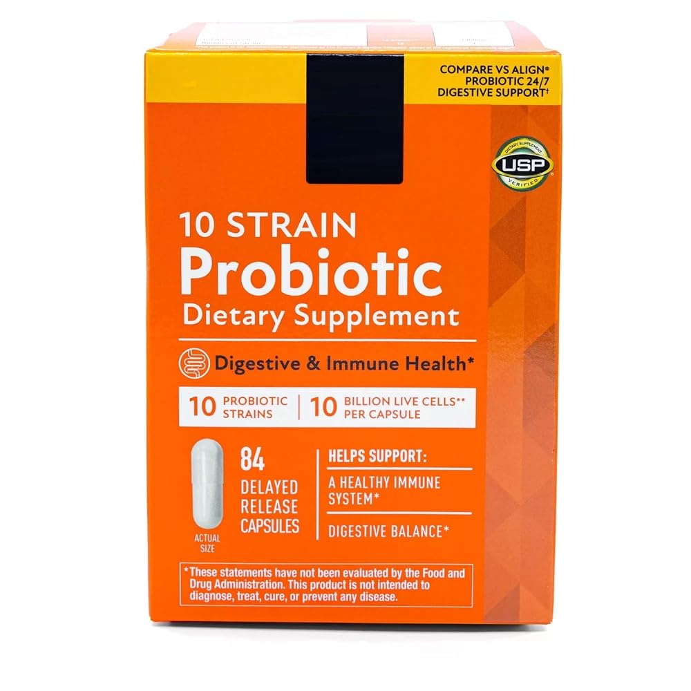 Generic 10-Strain Probiotic Digestive Care Supplement - 84 Capsules