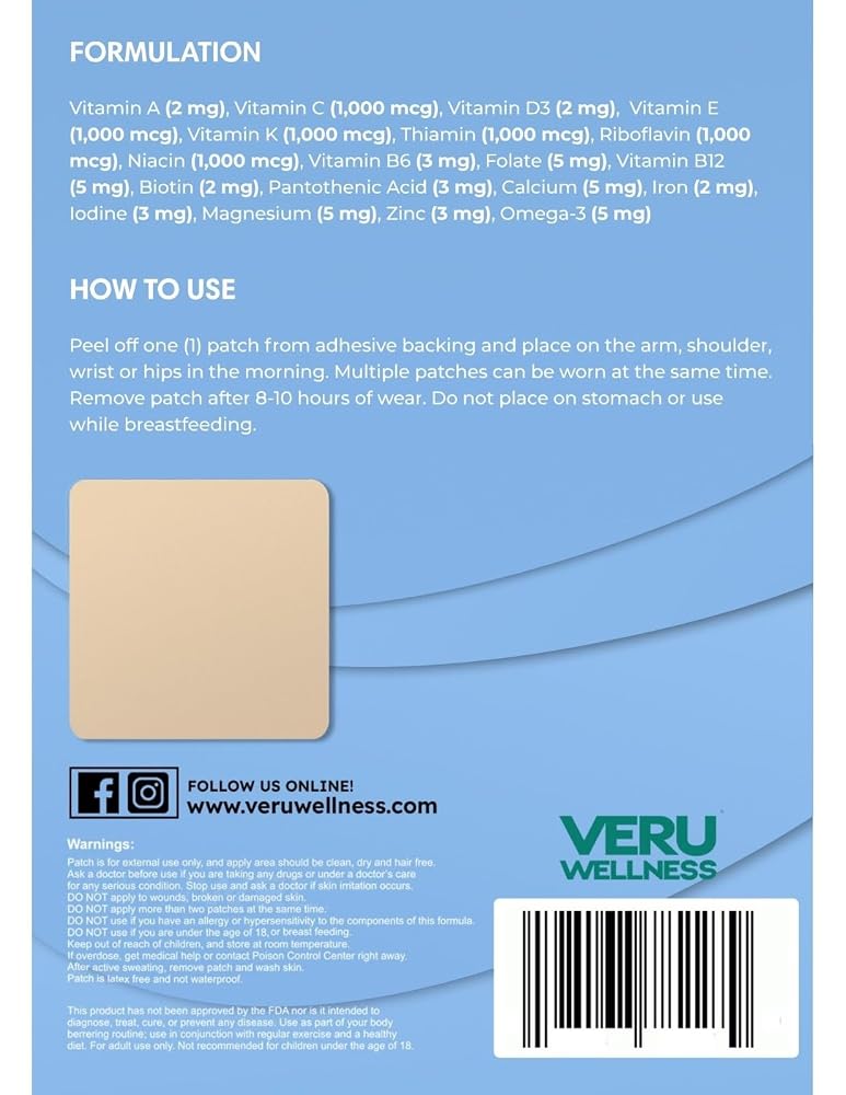 Veru Wellness Prenatal Vitamin B12 Folate Magnesium Patches - 60 Count - image 3