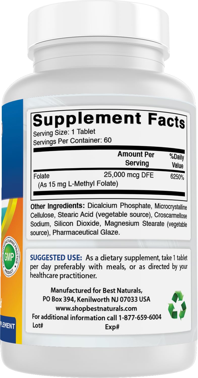 Best Naturals Methyl Folate 15000 mcg - 60 Tablets - image 6