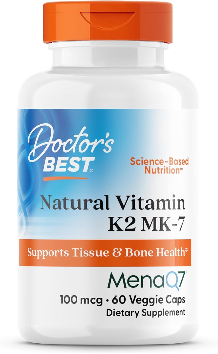 Doctor's BEST Vitamin K2 MK7 Supplement - 60 Vegetarian Capsules