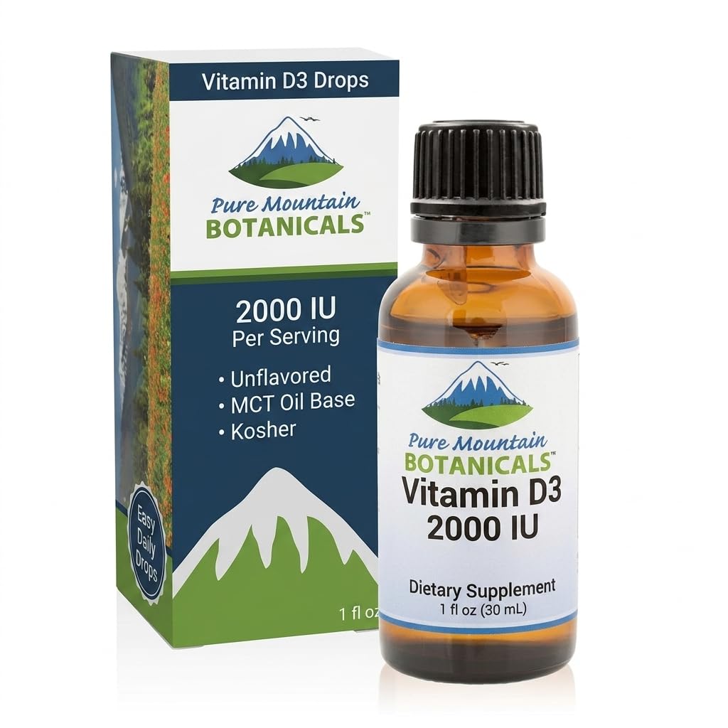 Pure Mountain Botanicals Liquid Vitamin D3 2000 IU Drops - 1 oz