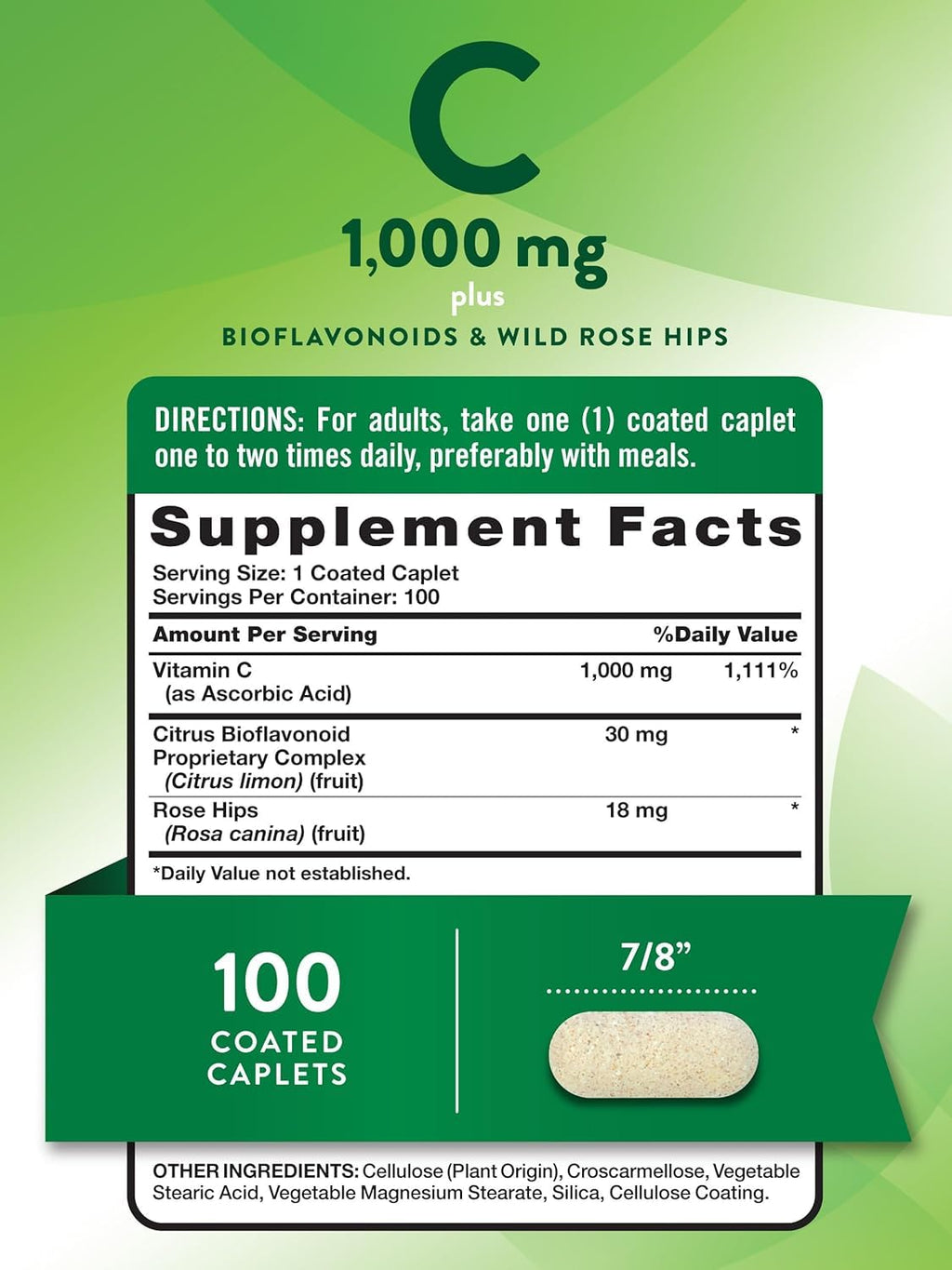 Nature's Truth Vitamin C 1000 mg Plus Bioflavonoids & Rose Hips - 300 Caplets - image 2