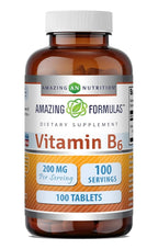 Amazing Nutrition Vitamin B6 Pyridoxine 200mg - 100 Tablets