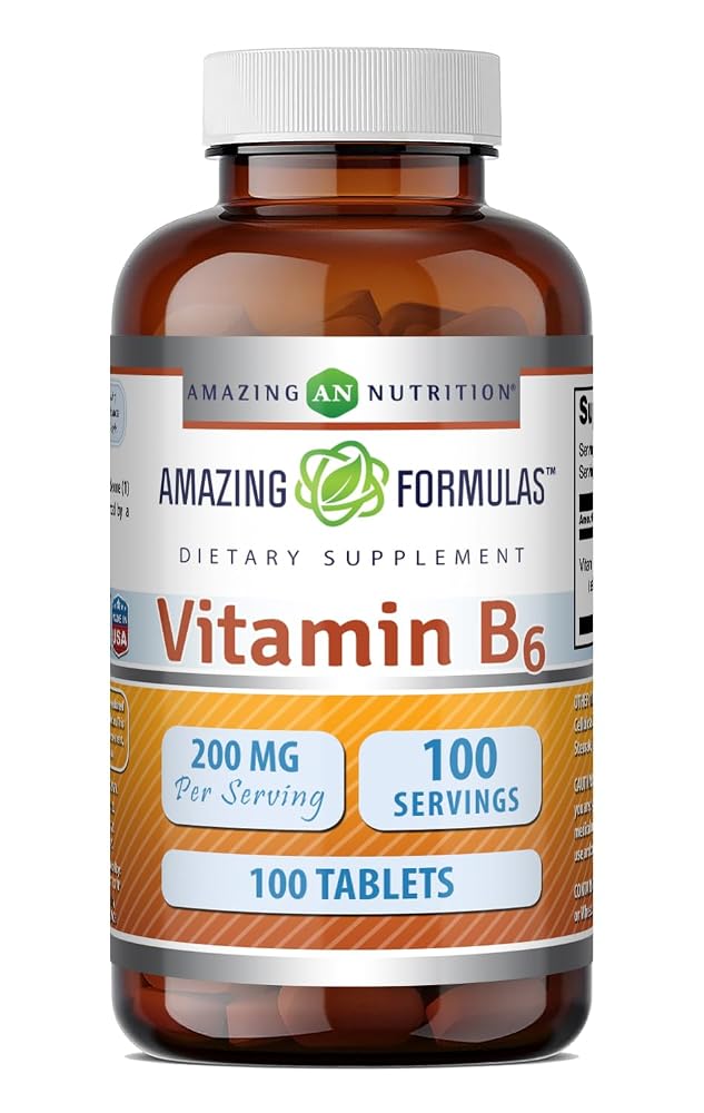 Amazing Nutrition Vitamin B6 Pyridoxine 200mg - 100 Tablets