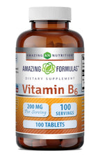 Amazing Nutrition Vitamin B6 Pyridoxine 200mg - 100 Tablets