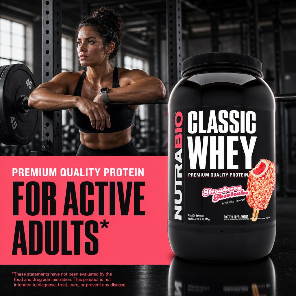 NutraBio Classic Whey Protein Powder Supplement - 25g of Protein Per