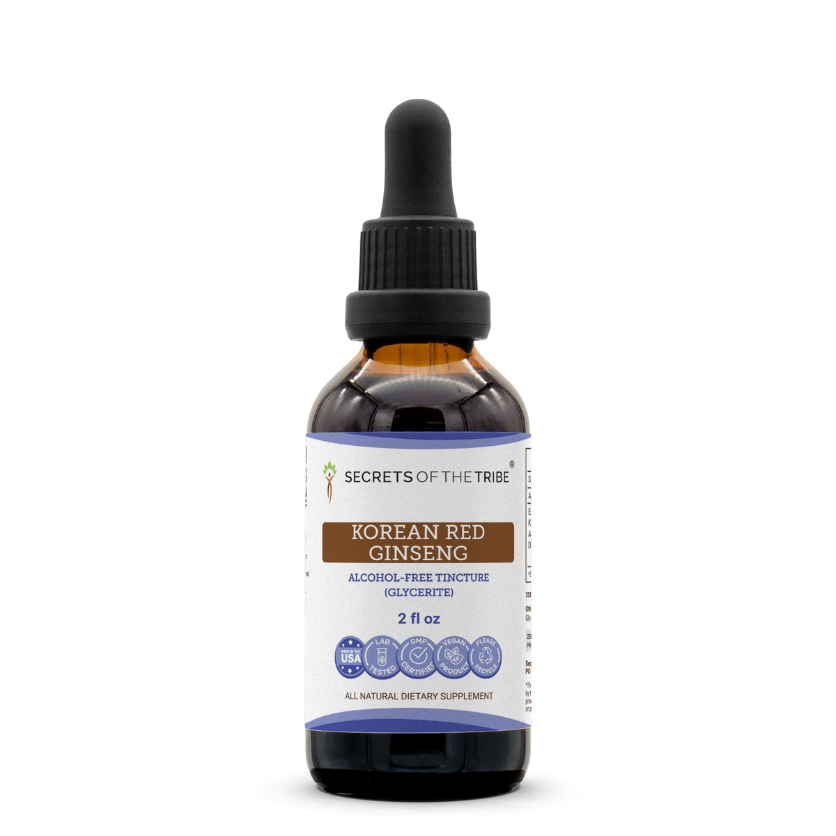 Secrets of the Tribe Korean Red Ginseng Tincture Alcohol-Free Liquid