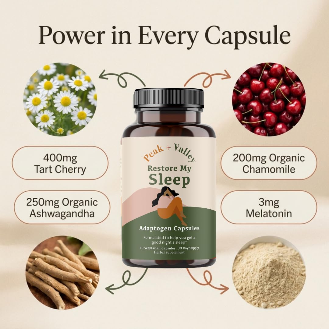 Peak + Valley Natural Sleep Aid for Adults - 60 Capsules - image 2