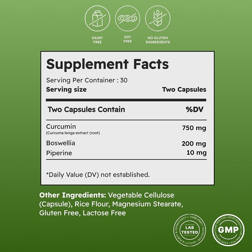 Green Life Org Turmeric Curcumin 750mg Joint Support - 60 Capsules - image 2