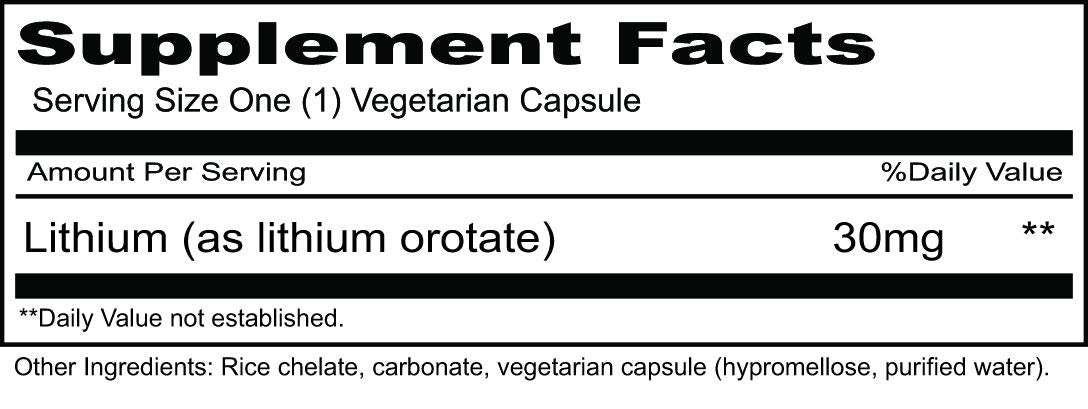 Priority One Lithium Orotate 30mg - 100 Vegetarian Capsules - image 2