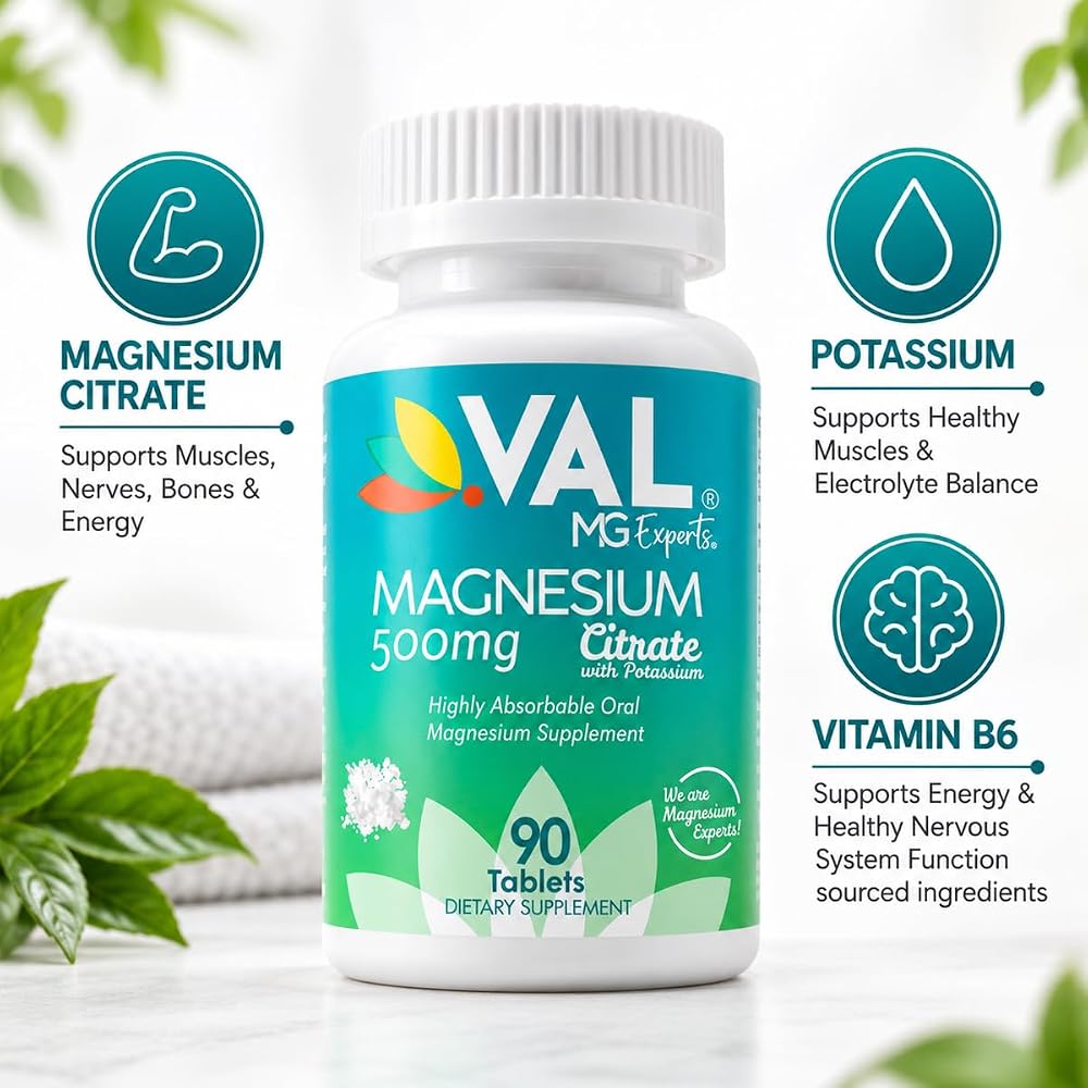 VAL Magnesium Citrate + B6 + Potassium - 90 Tablets - image 3