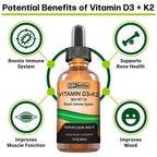 SBR Nutrition Vitamin D3 + K2 Liquid Drops - 1 Bottle - image 3