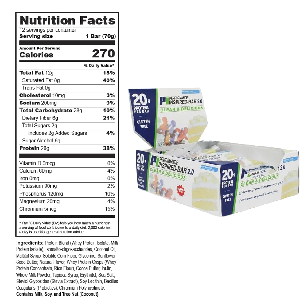 Performance Inspired Protein Bar 2.0 Birthday Cake - 12 Count - image 6